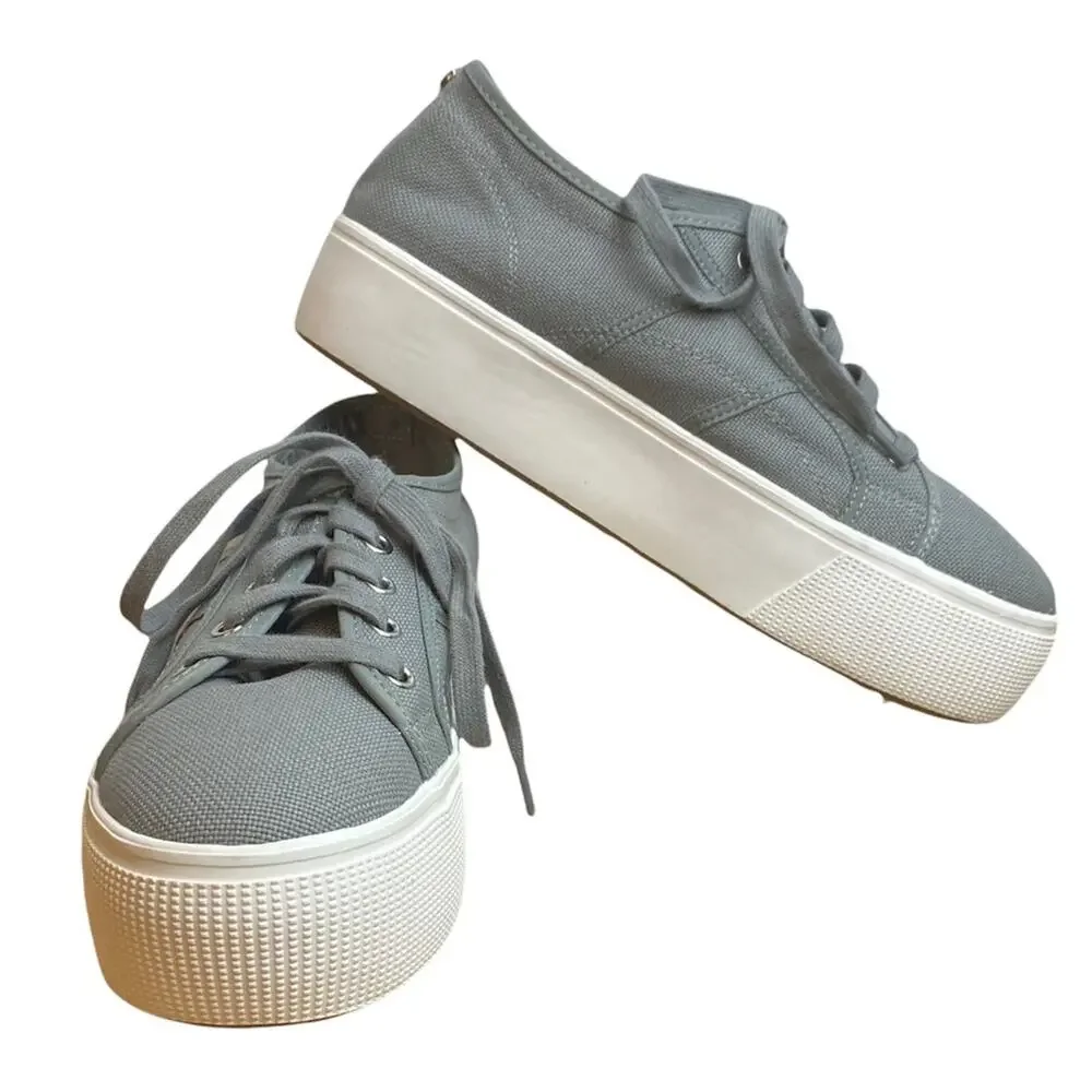 Steve Madden Emmi Platform Lace Up Sneakers Gray Sz 10